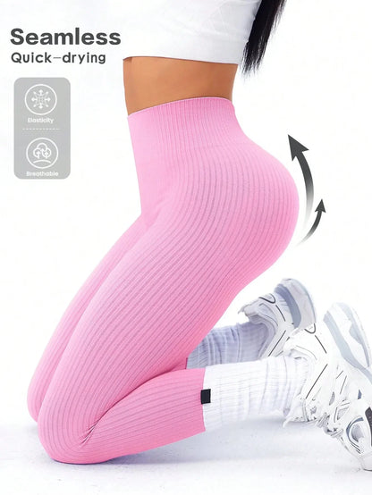 Damen Seamless Rippen-Leggings – Formende High Waist Sportleggings für Fitness & Alltag