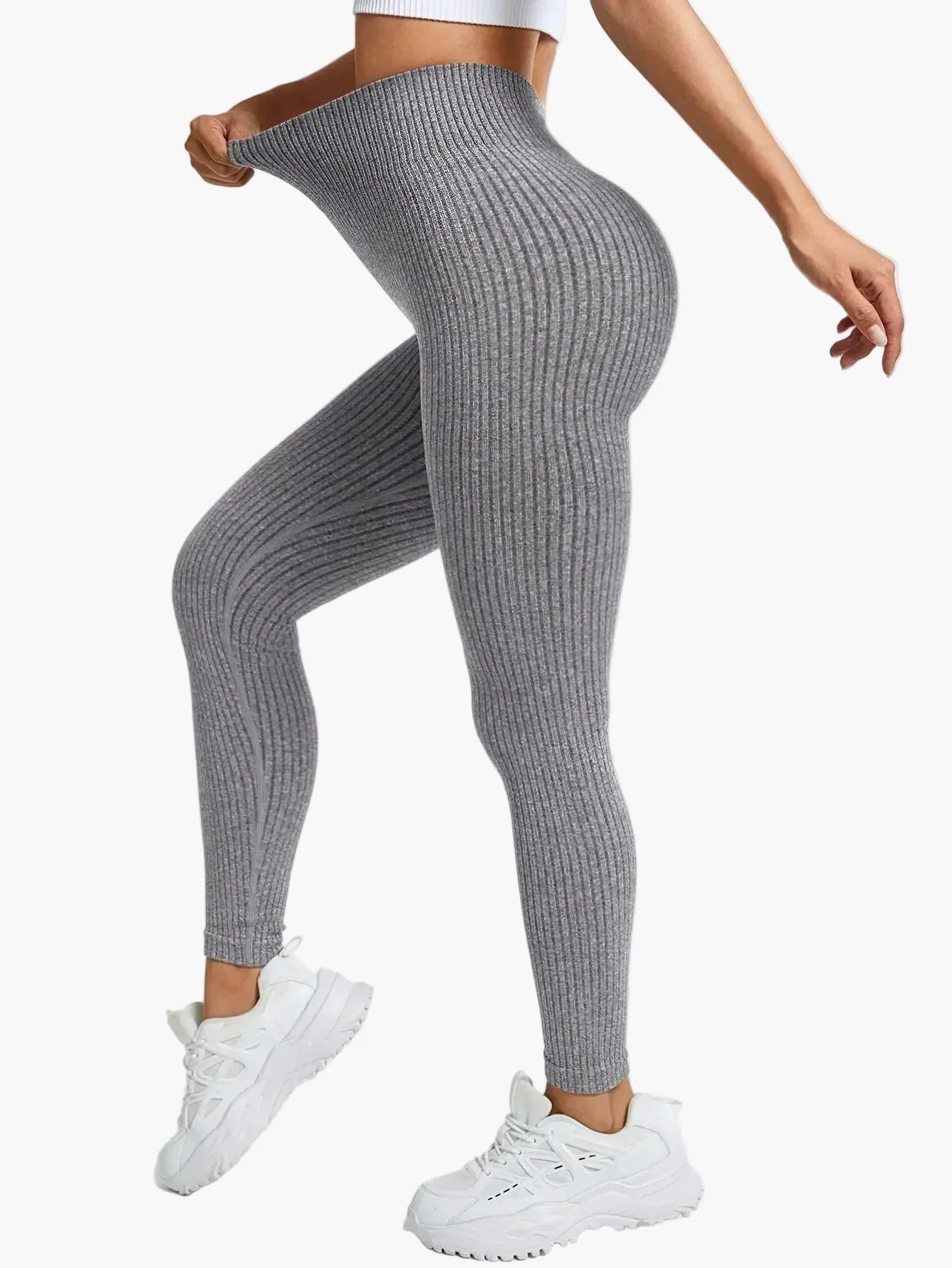 Damen Seamless Rippen-Leggings – Formende High Waist Sportleggings für Fitness & Alltag