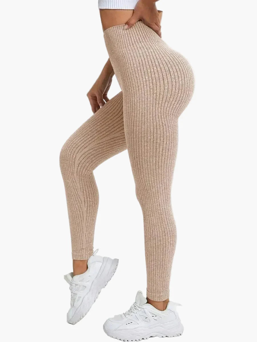 Damen Seamless Rippen-Leggings – Formende High Waist Sportleggings für Fitness & Alltag