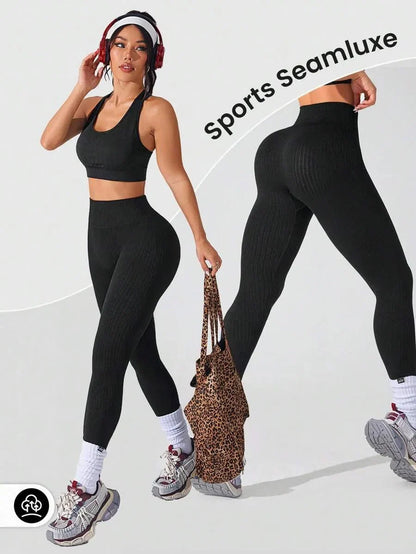Damen Seamless Rippen-Leggings – Formende High Waist Sportleggings für Fitness & Alltag