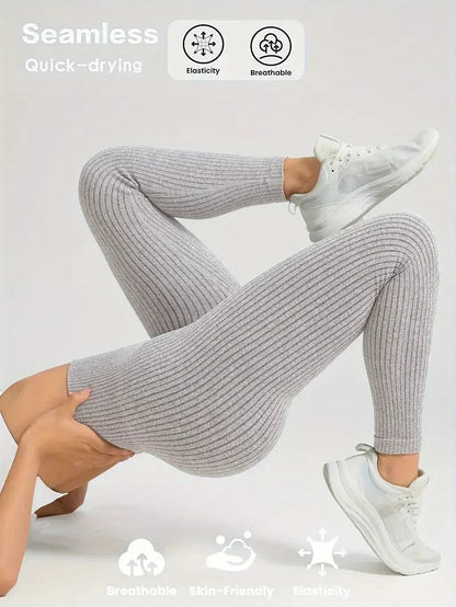 Damen Seamless Rippen-Leggings – Formende High Waist Sportleggings für Fitness & Alltag