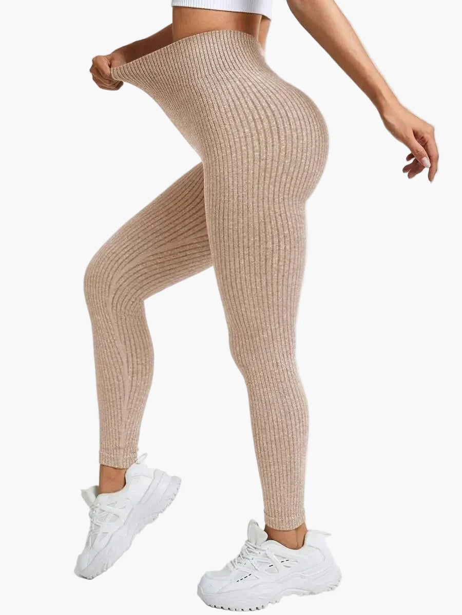 Damen Seamless Rippen-Leggings – Formende High Waist Sportleggings für Fitness & Alltag