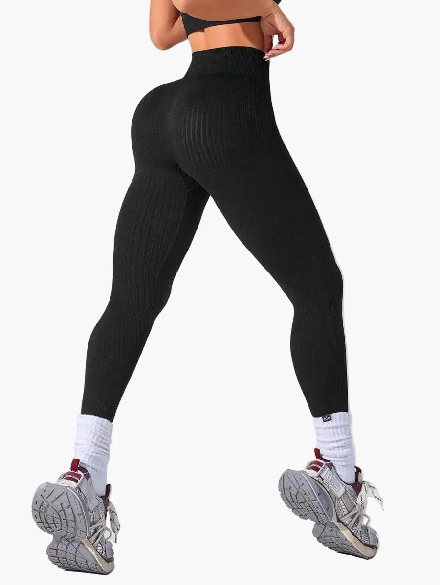 Damen Seamless Rippen-Leggings – Formende High Waist Sportleggings für Fitness & Alltag