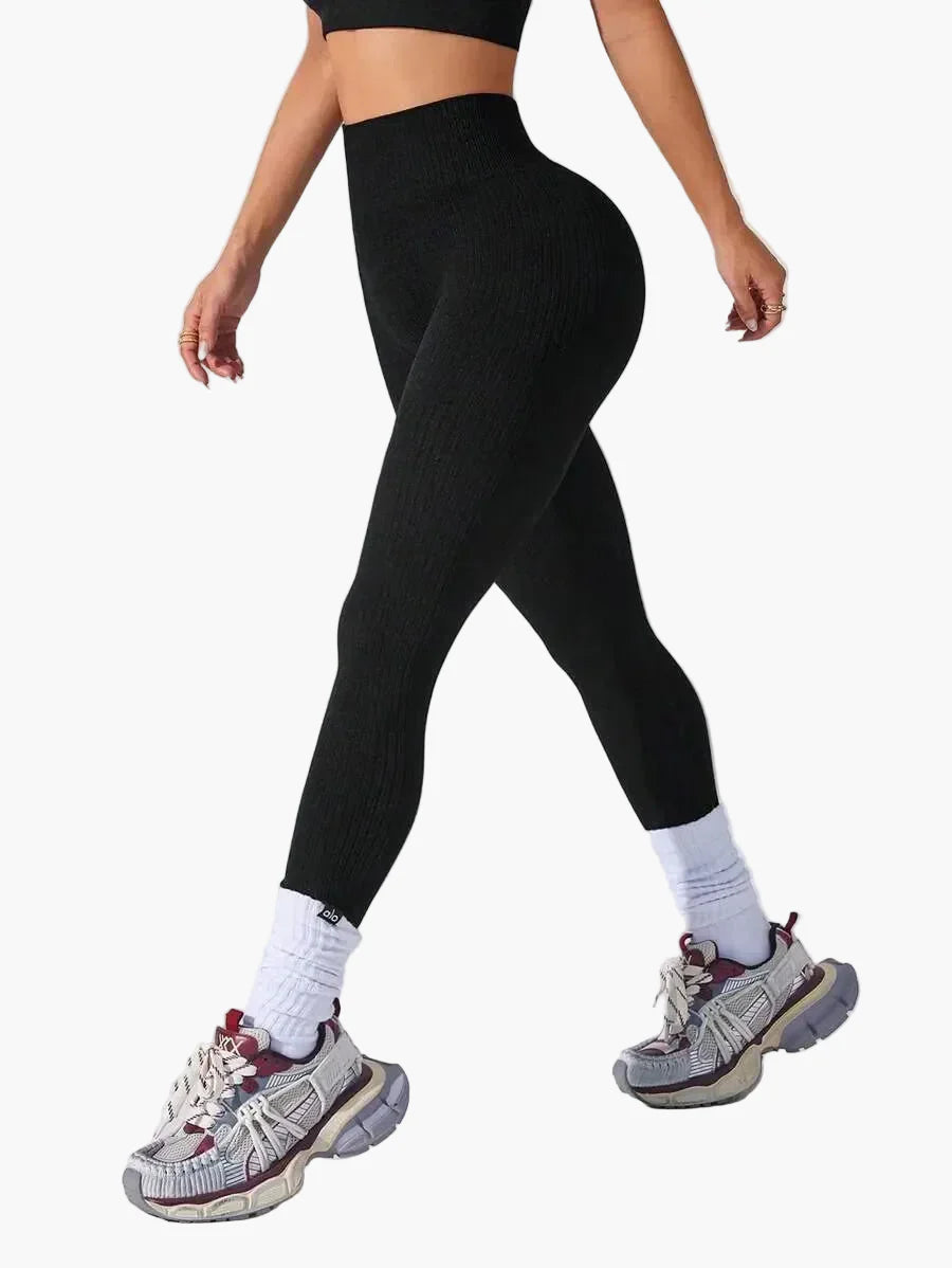 Damen Seamless Rippen-Leggings – Formende High Waist Sportleggings für Fitness & Alltag