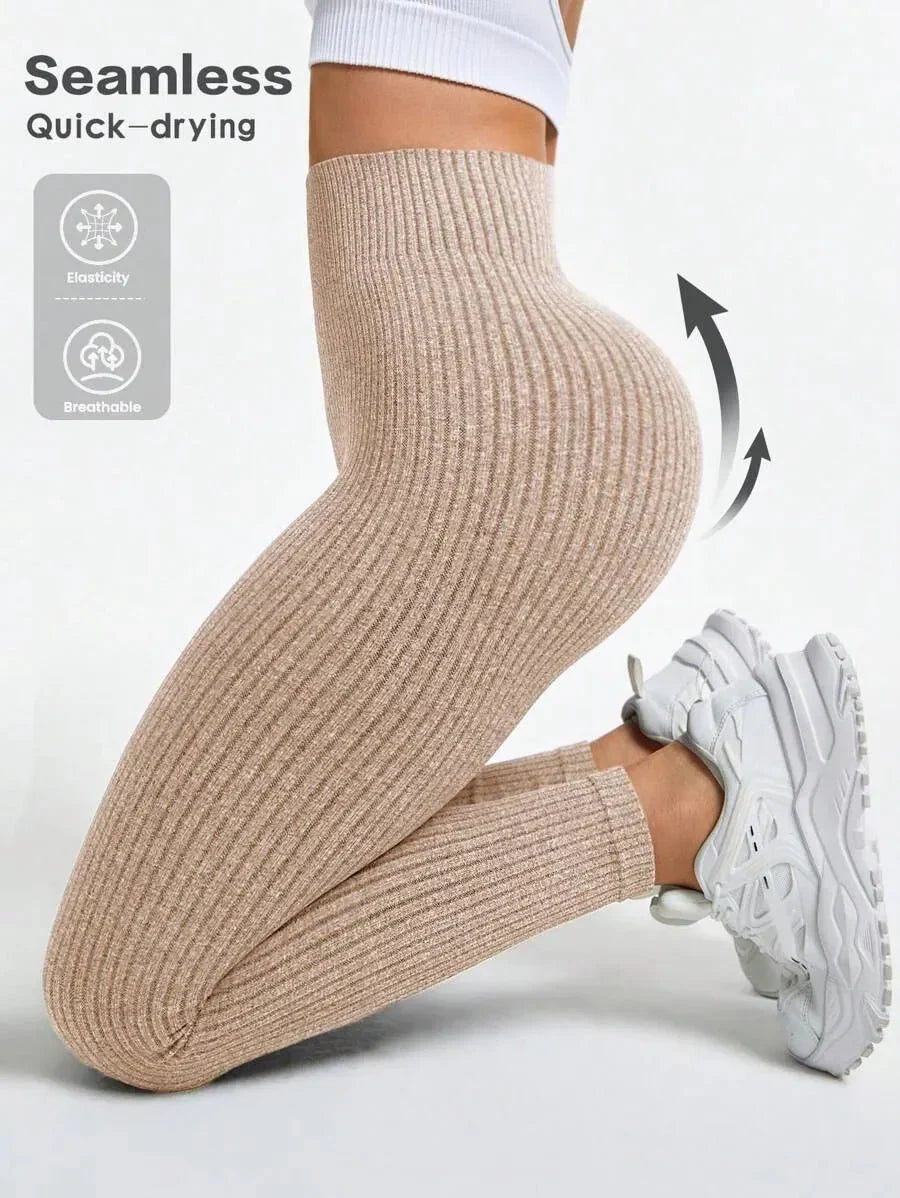 Damen Seamless Rippen-Leggings – Formende High Waist Sportleggings für Fitness & Alltag