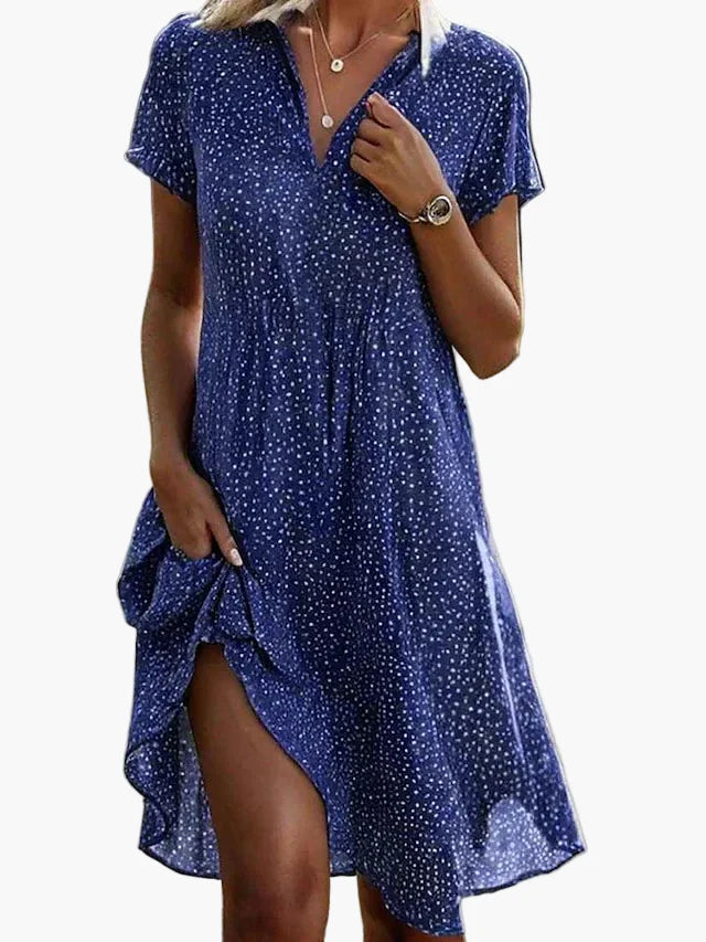 Damen Hemdblusenkleid Kurzarm Freizeitkleid für Alltag und Büro