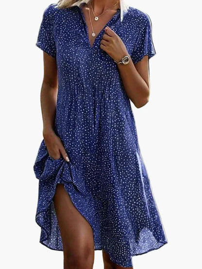 Damen Hemdblusenkleid Kurzarm Freizeitkleid für Alltag und Büro