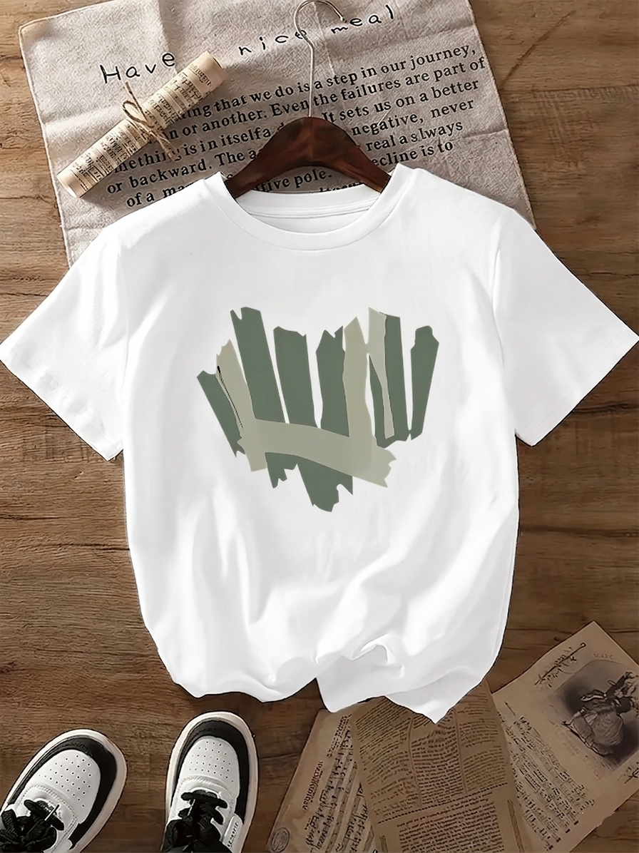 Damen T-Shirt mit abstraktem Print, lässiger Streetstyle – ideal für Alltag und Freizeit