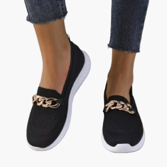 Damen Orthopädische Slip-On Loafer mit Ketten-Detail – Bequeme Alltagsschuhe