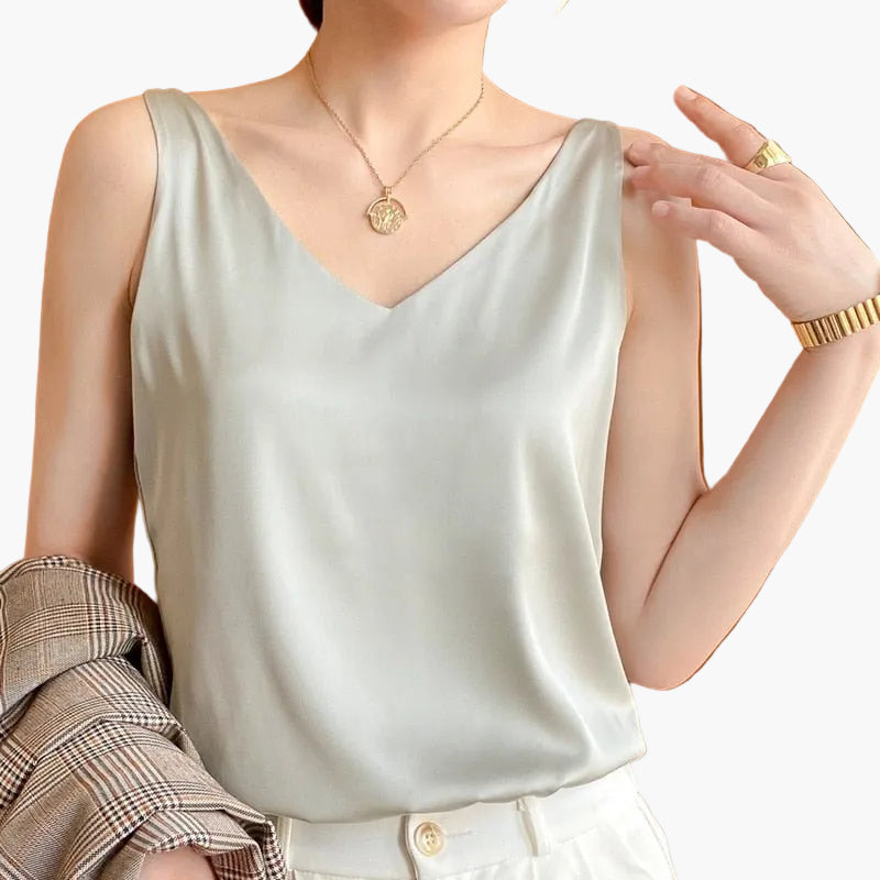 Damen Top mit V-Ausschnitt – Eleganter, Minimalistischer Style für Alltag und Büro