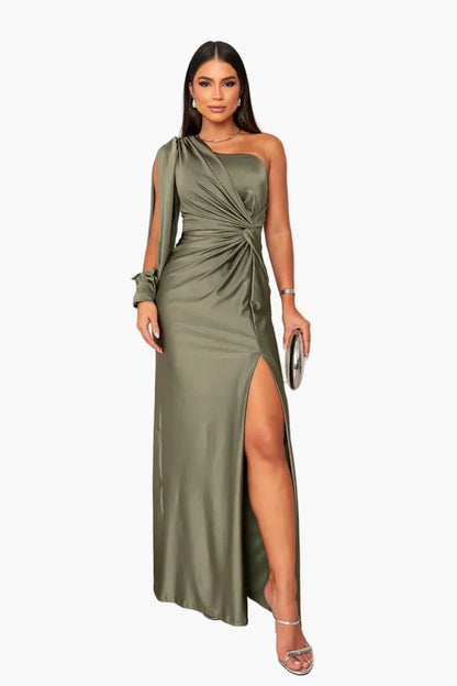 Damen Abendkleid Eleganter Ein-Schulter-Look mit Drapierung für besondere Anlässe