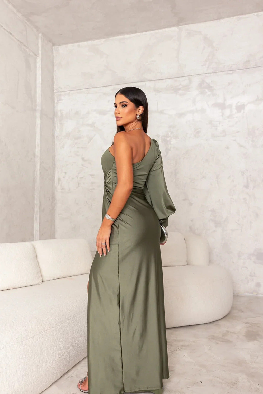 Damen Abendkleid Eleganter Ein-Schulter-Look mit Drapierung für besondere Anlässe