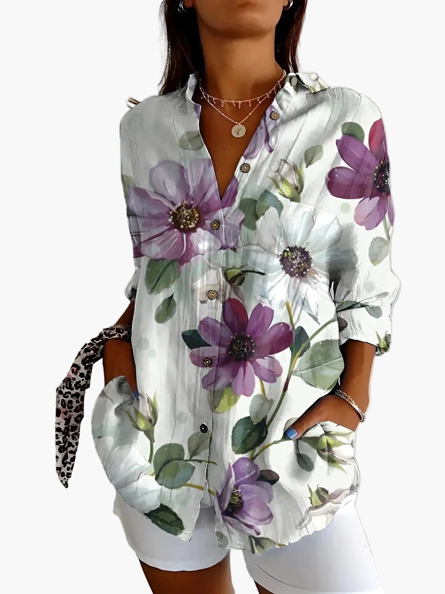 Damen Bluse mit Knopfleiste – Lässiger Oversize-Stil, Modernes Print-Design, Perfekt für Alltag und Freizeit