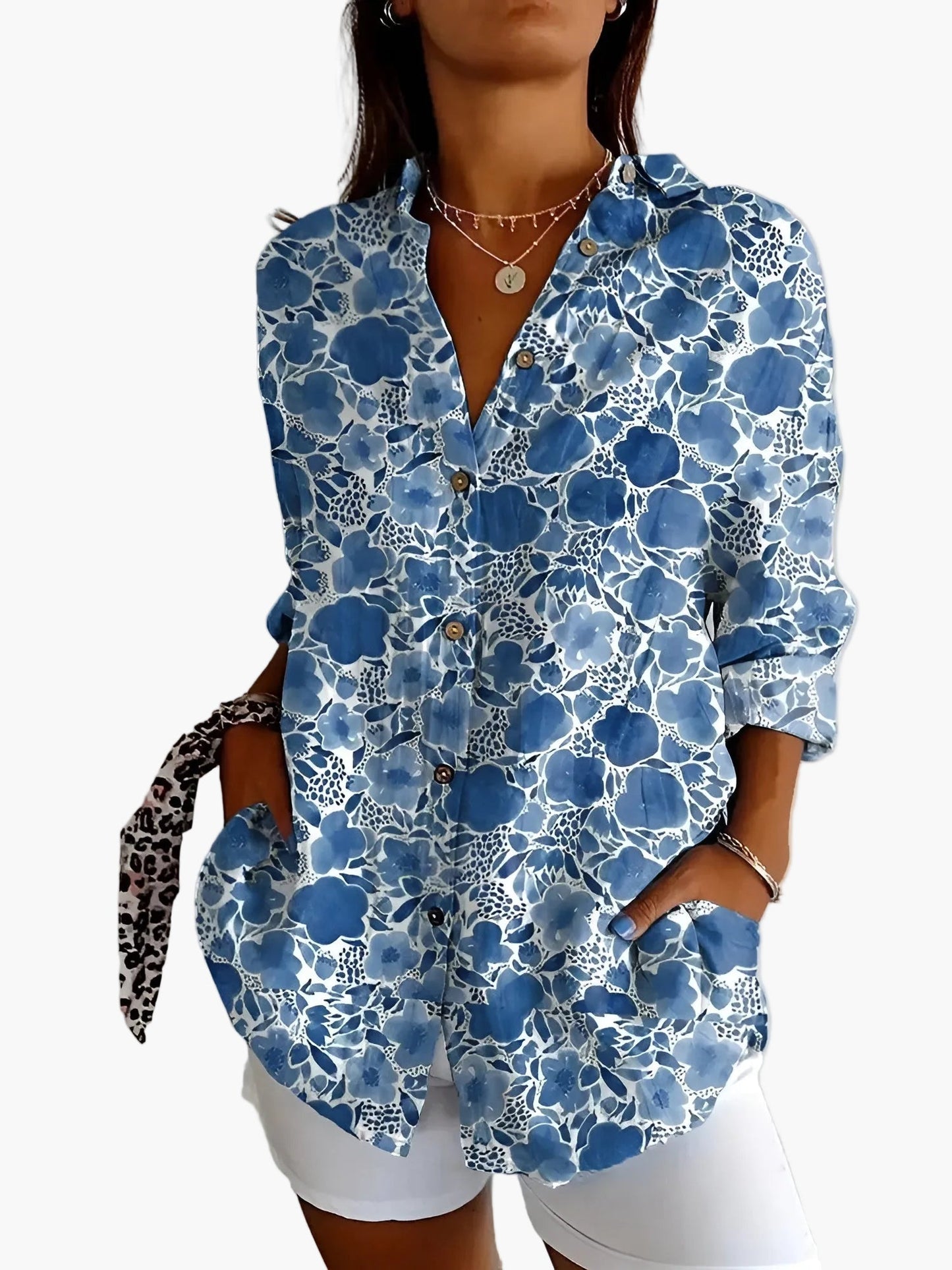 Damen Bluse mit Knopfleiste – Lässiger Oversize-Stil, Modernes Print-Design, Perfekt für Alltag und Freizeit