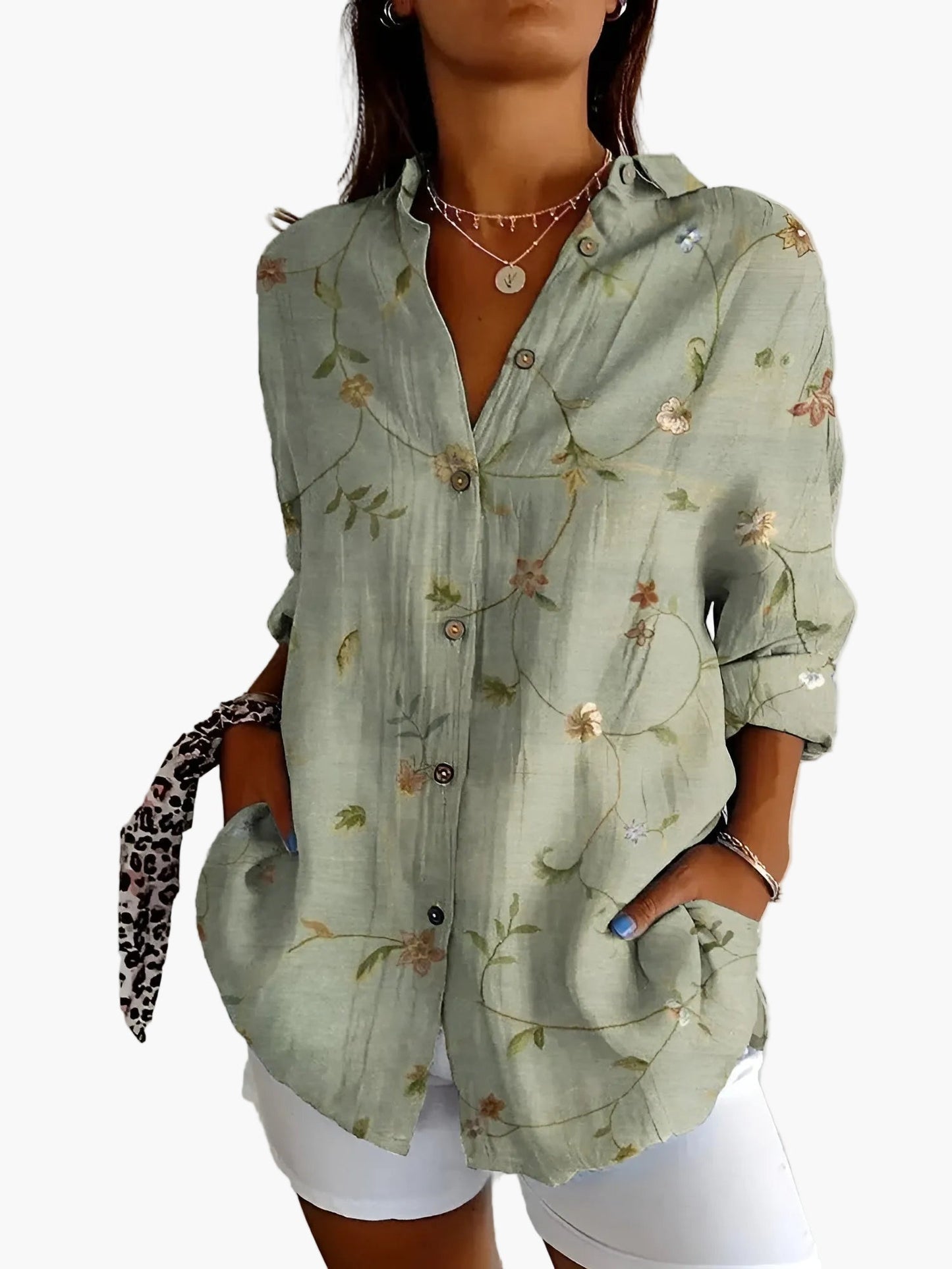 Damen Bluse mit Knopfleiste – Lässiger Oversize-Stil, Modernes Print-Design, Perfekt für Alltag und Freizeit