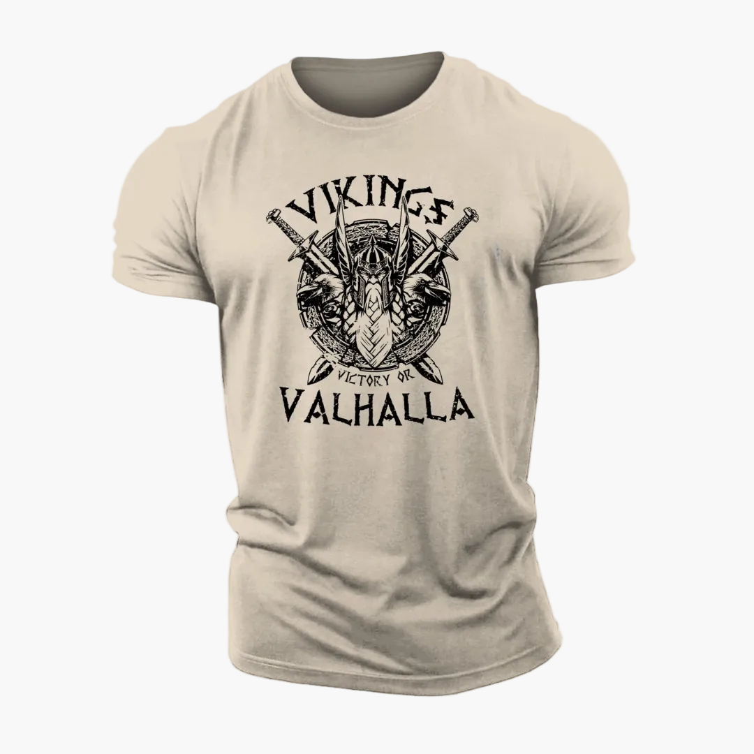 Herren T-Shirt Wikinger Valhalla Motiv – Vintage Style, Perfekt für Freizeit & Fans nordischer Mythologie