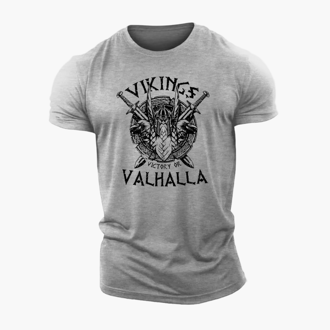 Herren T-Shirt Wikinger Valhalla Motiv – Vintage Style, Perfekt für Freizeit & Fans nordischer Mythologie