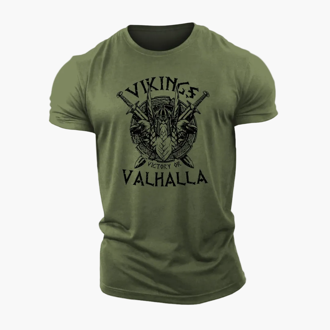 Herren T-Shirt Wikinger Valhalla Motiv – Vintage Style, Perfekt für Freizeit & Fans nordischer Mythologie