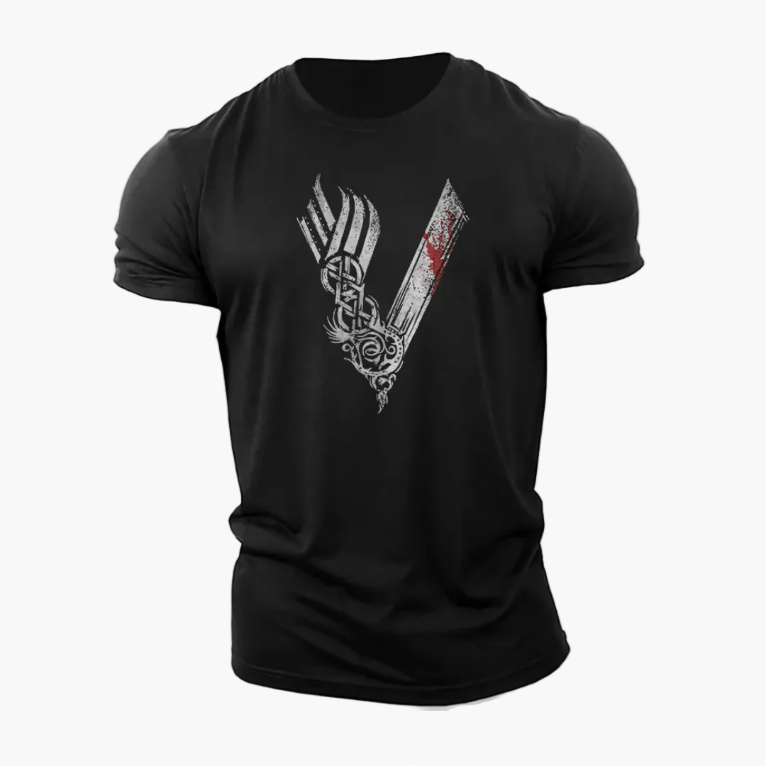 Herren T-Shirt mit Wikinger Warrior Motiv – Modernes 3D-Design für Fitness und Alltag