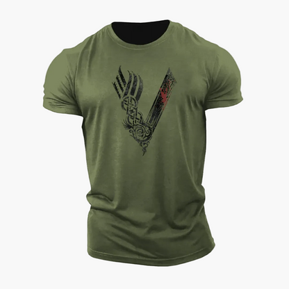 Herren T-Shirt mit Wikinger Warrior Motiv – Modernes 3D-Design für Fitness und Alltag