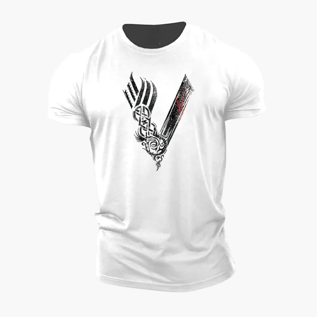 Herren T-Shirt mit Wikinger Warrior Motiv – Modernes 3D-Design für Fitness und Alltag