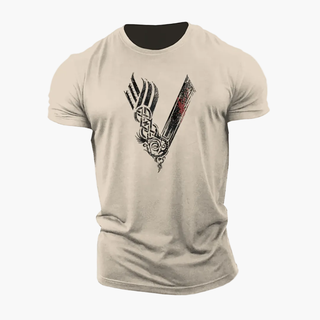 Herren T-Shirt mit Wikinger Warrior Motiv – Modernes 3D-Design für Fitness und Alltag