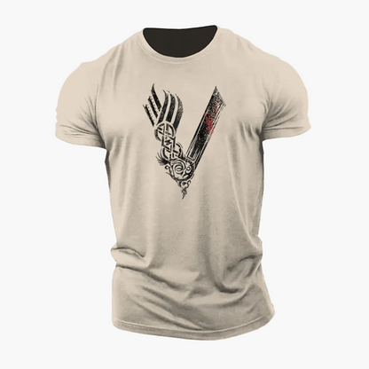 Herren T-Shirt mit Wikinger Warrior Motiv – Modernes 3D-Design für Fitness und Alltag