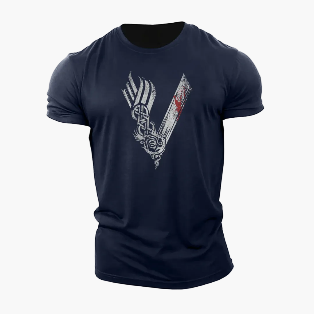 Herren T-Shirt mit Wikinger Warrior Motiv – Modernes 3D-Design für Fitness und Alltag