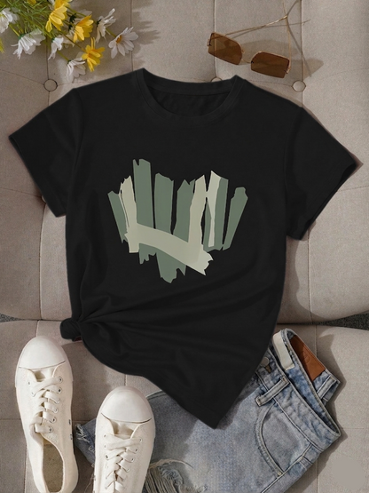 Damen T-Shirt mit abstraktem Print, lässiger Streetstyle – ideal für Alltag und Freizeit