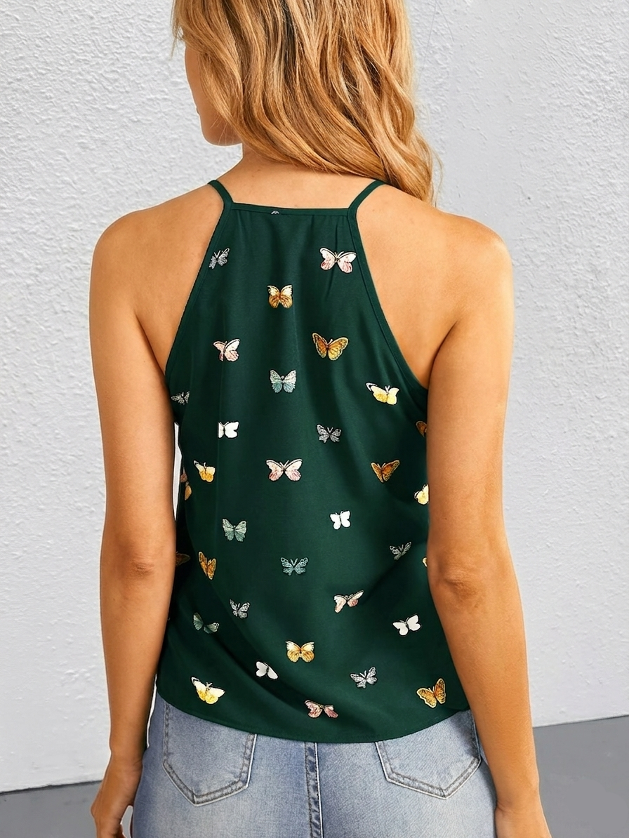 Damen Schmetterling Print Trägertop – Elegantes Sommer-Top für Freizeit & Alltag
